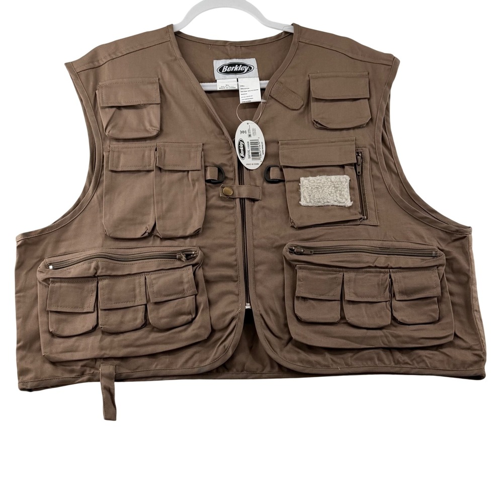 Berkley Sportsmans 22 Pocket 100% Cotton Fishing Vest Mens XLarge‎ Brown Adults